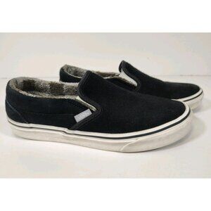 Vans Classic Sherpa Lined Slip-on Suede Shoes Men's 7 Women's 8.5 Black 721356